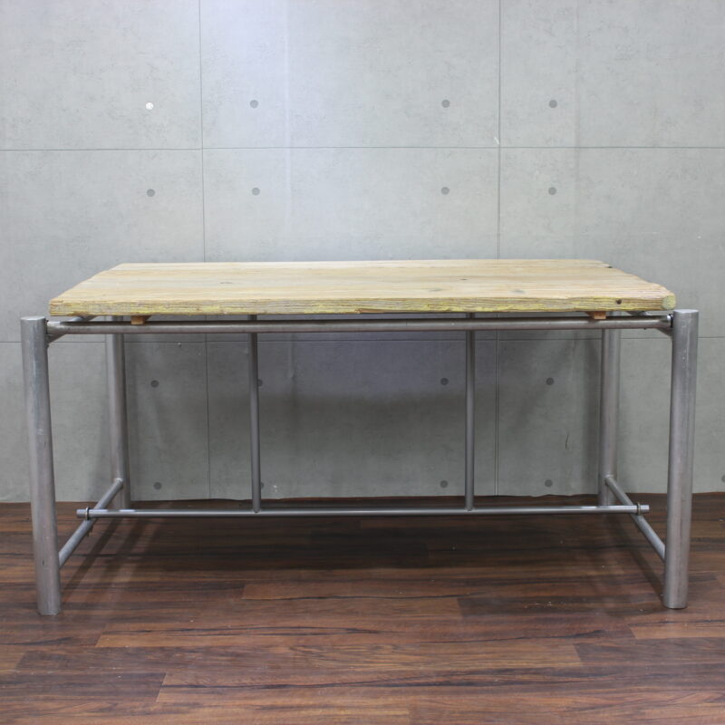 アルミ・ディスプレイ・角テーブル（古材天板）-ロスモード